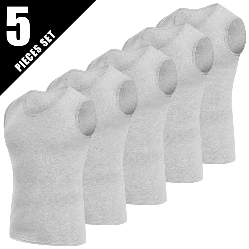 1/3/5 Pcs Men'S Cotton Sleeveless Thin Vest Young Men'S Wide-Shouldered Sports Fitness Slim Vest Thin Joker Tight Vest Breathabl