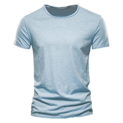 100% Cotton Men T-Shirt Casual Soft Fitness Summer Thin T-Shirts Men'S Home Clothes O-Neck Short Sleeve Soild T Shirt for Men