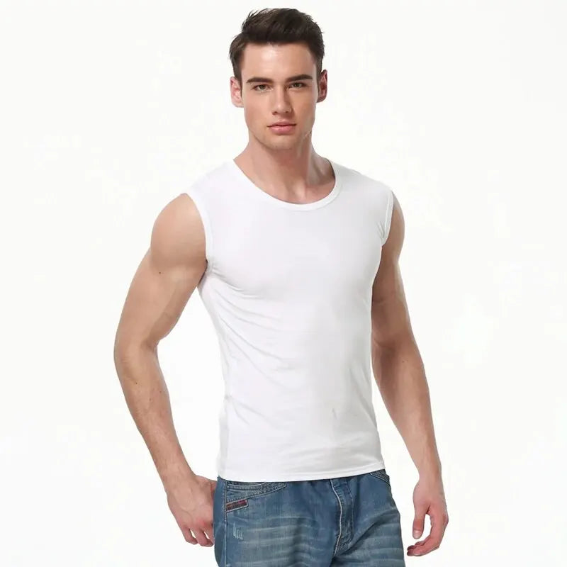 1/3/5 Pcs Men'S Cotton Sleeveless Thin Vest Young Men'S Wide-Shouldered Sports Fitness Slim Vest Thin Joker Tight Vest Breathabl